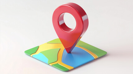 3D Map Location Pin on Colorful Abstract Background