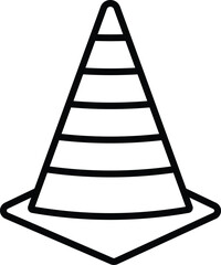 Road Traffic Cone Icon - Construction Safety Cone, Traffic Cone Silhouette Icon, Warning Sign Illustration