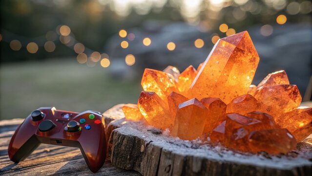Orange Crystals for Gaming | Beautiful Bokeh Effect Background