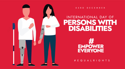 International day of persons with disabilities. 3rd December Day of persons with disabilities awareness social media banner, post with two disabled girl and boy.