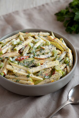 Homemade Fall Apple Slaw Salad in a Bowl, side view.