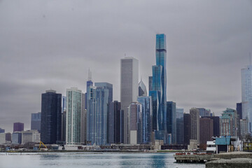 Fototapeta premium Picture of Chicago Illinois skyline from the navy pier