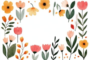 Cute simple floral frame background, illustration