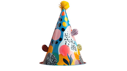 A festive multi-colored party hat isolated on transparent background (3)