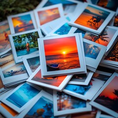 Colorful Sunset Photos on Overlapping Picture Frames