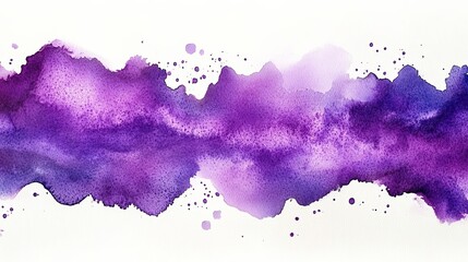 Obraz premium Purple Watercolor Swirl Abstract Background A Horizontal Band of Color with Random Splashes