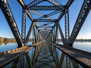 Repeating Patterns on a Steel Bridge - Architectural Design, Textures, and Industrial Aesthetics
