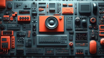 Futuristic Technology and Music Production Studio