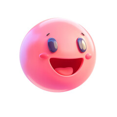 Fototapeta premium Happy pink character with eyes and a big smile, cut out transparent