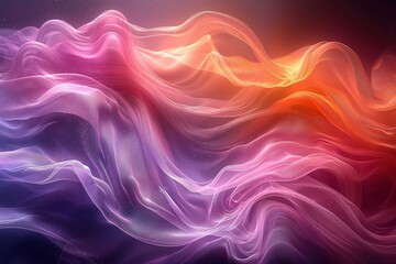 Fototapeta premium A colorful, abstract painting with a purple and orange wave