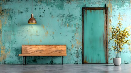Moody Pewter and Emerald Green Grunge Interior with Captivating Industrial Accents