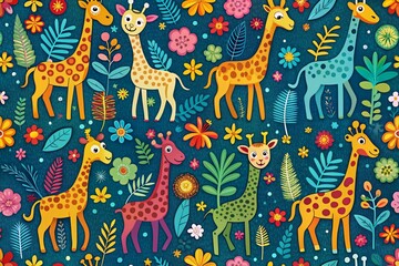 Seamless Giraffe Pattern for Children&rsquo;s Products | Creative Textures for Kids' Room Decor, Apparel, and Accessories | Whimsical Giraffe Designs for Playful Spaces