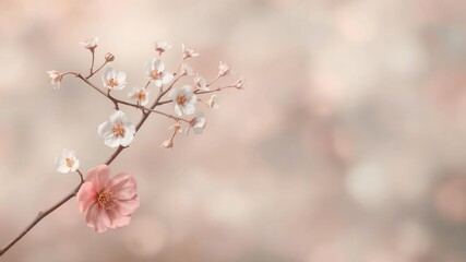 Naklejka premium Abstract background featuring a delicate branch of floral designs, contemporary, beauty