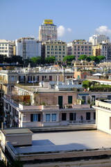 Billboard. View of Genova Brignole.Panorama of the city with Piazza della Vittoria, arch and buildings. Italy