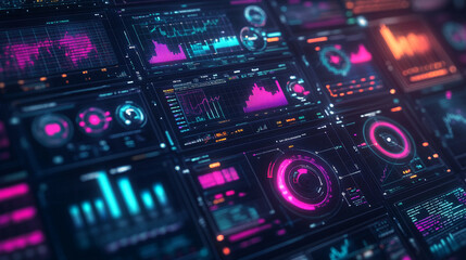 Digital interface filled with analytical tools showcasing real-time data and insights for marketing strategies, enhanced by abstract colors-2