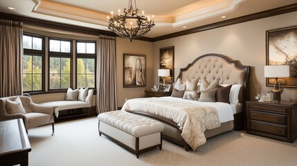 Fototapeta premium Elegant Bedroom with Classic Decor