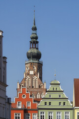 Greifswald - Altstadtgiebel vor dem Dom St. Nikolai, Mecklenburg-Vorpommern, Deutschland, Europa