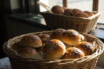 Silhouette of a Basket of Sesame Seed Buns - Artistic Food Photography