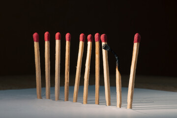 matches on a black background