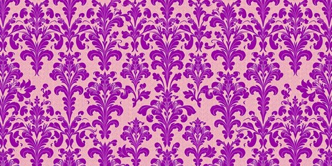 An elegant and luxurious purple damask wallpaper with intricate floral details and a subtle sheen, pattern, damask, elegant