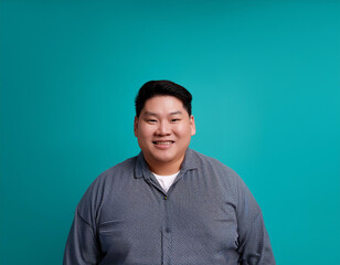 Obraz premium Happy Man Smiling Against Colorful Studio Background