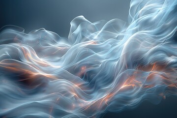 Obraz premium A blue and orange wave with a lot of white and orange streaks