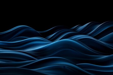 flowing blue waves on a dark background, delicate curves and soft gradients, light reflections highlighting wave contours, deep, rich shades of navy and royal blue, seamless and elegant motion