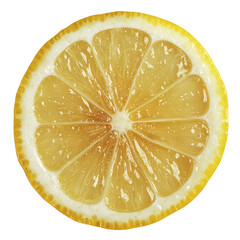 Juicy pulp in a fresh lemon slice isolated transparent