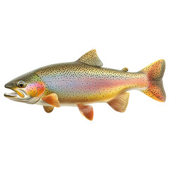 Fototapeta premium Rainbow trout in clear river water isolated transparent
