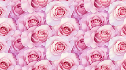 Fototapeta premium Seamless pattern of delicate watercolor roses with soft petals ideal for fabric and wallpaper design