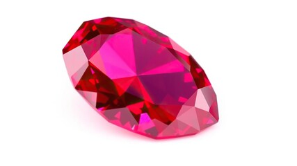Fototapeta premium A vibrant ruby crystal showcasing its vivid red hue, set against a clean white background, crystal, precious