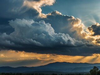 Obraz premium Dramatic Sunset Sky Over Mountains