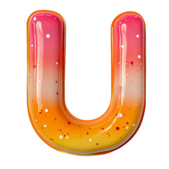 Colorful orange pink letter U decor transparent