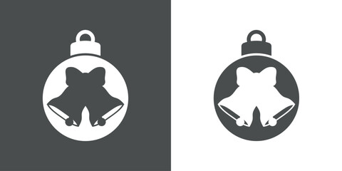 Tiempo de Navidad. Logo con silueta de bola de navidad con 2 campanas con lazo de cinta para su uso en tarjetas y felicitaciones