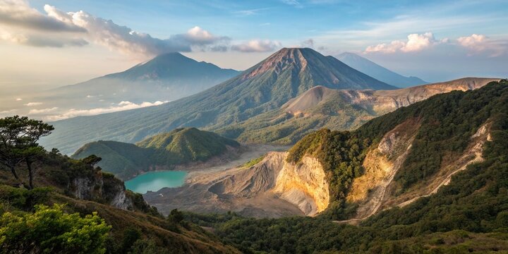 Stunning Double Exposure Portrait of Mount Papandayan Cliffs in Garut, West Java - Breathtaking Vertical Video