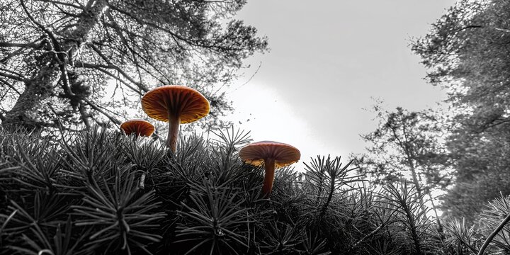 Stunning Drone Photography of Gymnopilus penetrans, the Common Rustgill Mushroom in Its Natural Habitat