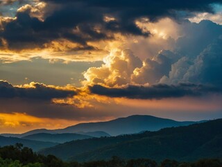 Sunset Over the Mountain Range