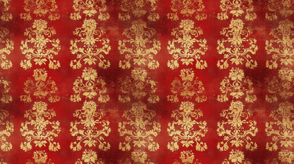 Seamless red and golden grunge texture pattern for versatile design applications