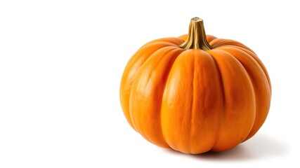 Bright orange pumpkin with a smooth surface, isolated on a clean white background, copy space, studio, isolated
