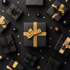 Luxurious black and gold gift boxes for celebrations and occasions