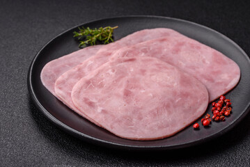 Ham, spam with salt, spices and herbs cut into slices