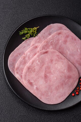 Ham, spam with salt, spices and herbs cut into slices