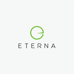 Rounded letter e green world eco logo design business name ideas icon vector editable 