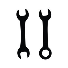 Wrench icon vector. Repair Tool Symbol. Workshop Equipment Vector. Customizable thin line illustration. Editable stroke.