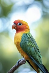 Colorful birds, showcasing distinct feather patterns, tropical rainforest