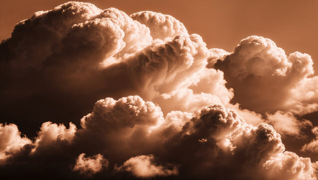 Majestic sepia clouds rolling across an endless sky