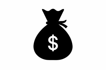 Money Bag Silhouette Vector, Money Bag Clipart, Money bag icon