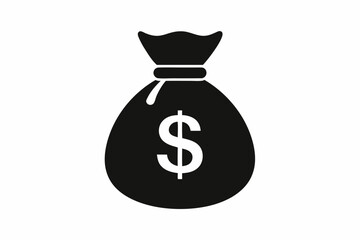 Money Bag Silhouette Vector, Money Bag Clipart, Money bag icon