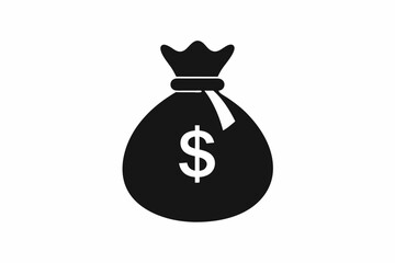 Money Bag Silhouette Vector, Money Bag Clipart, Money bag icon