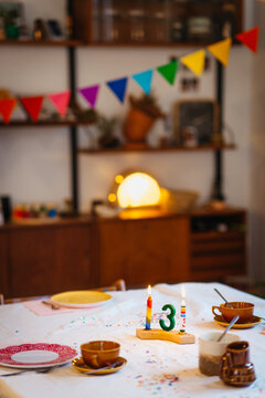 Colorful 3th Birthday Celebration Table With Vibrant Decorations